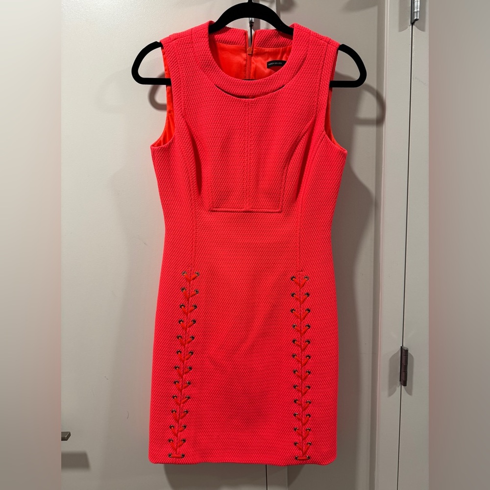 Karen Millen Vibrant Coral Mini Dress - Size 6